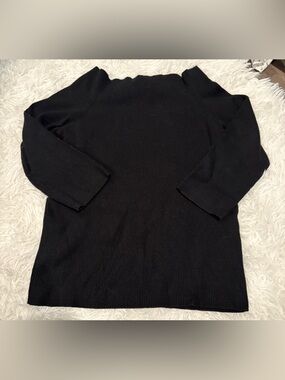 525 America Black Ribbed Cowl Neck Sweater